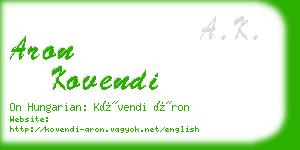 aron kovendi business card